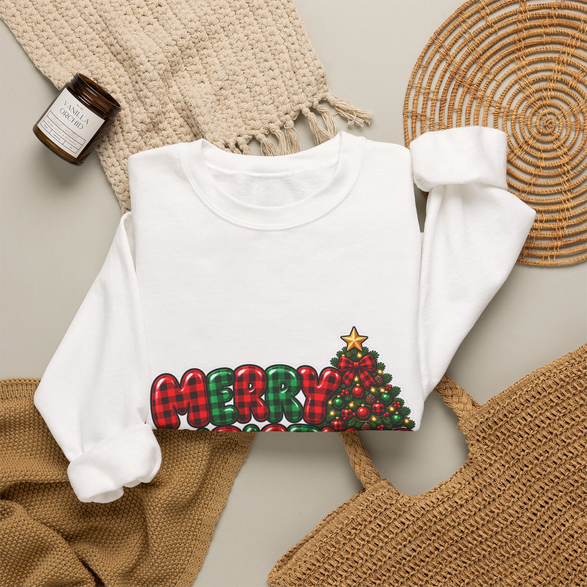 Merry Christmas Tree Crewneck Sweatshirt